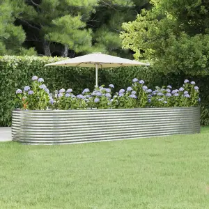 Berkfield Garden Planter Silver 447x140x68 cm Powder-coated Steel