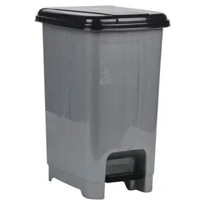 Esmerelda Plastic Pedal Lid Pedal Bin - 15.45L Black/Grey