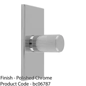 Reeded Cylinder Cabinet Door Knob & Matching Backplate Polished Chrome 76 x 40mm