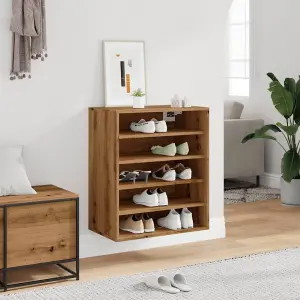 Berkfield Shoe Cabinet Artisan Oak 60x35x70 cm Engineered Wood