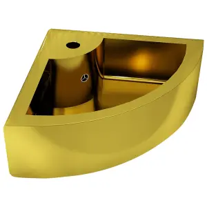 Berkfield Wash Basin with Overflow 45x32x12.5 cm Ceramic Gold