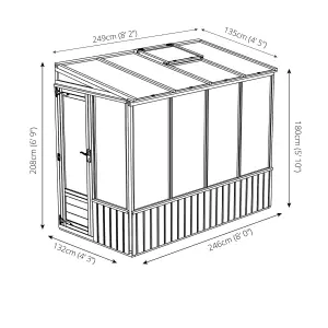 Mercia 8x4 Lean to greenhouse with Adjustable vent