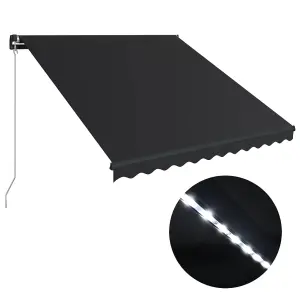 Berkfield Manual Retractable Awning with LED 350x250 cm Anthracite