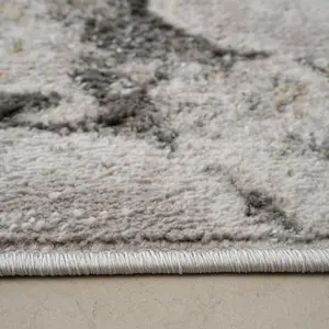 Grey Gold Metallic Modern Textured Marble Area Rug 80x150cm