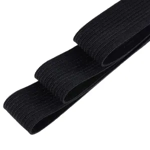 32mm Flat Elastic Band Stretchable Elastic Cord Stretch Strap, Black - 5 metres