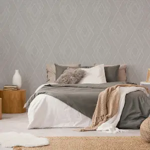 Superfresco Interlink Geometric Light Grey/Silver Wallpaper