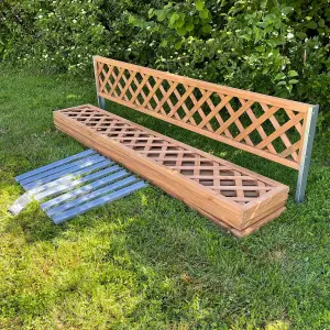 Set of 5 Wooden Framed Square Trellis Panels (180cm x 30cm) with Brackets