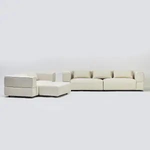 Aurora 2 and 4 Seater Sofa in Mikah Vanilla with Ottoman