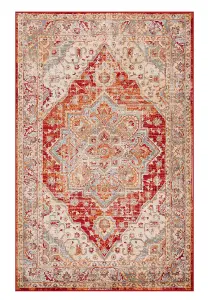 Persian Easy to Clean Floral Graphics Red Traditional Dining Room Rug-160cm X 230cm