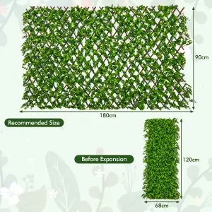 COSTWAY Expandable Fence Privacy Screen Decorative Artificial Hedge w/ Willow Frame