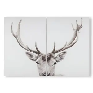 Set of 2 Regal Stag Printed Canvases