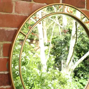 Melody Maison Large Round Gold Window Mirror 80cm x 80cm