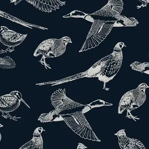 Joules Navy Country birds Smooth Wallpaper