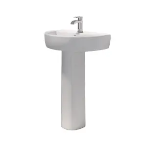 Rinse Bathrooms 550mm White Bathroom Ceramic Basin Sink & Full Pedestal