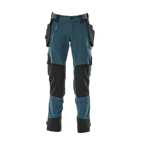 Mascot Advanced Trousers with Holster Pockets and Stretch - Dark Petroleum   (33.5) (Leg Length - Short)