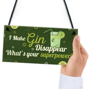 Red Ocean Novelty Funny Make Gin Disappear Gift Man Cave Home Bar Hanging Plaque Pub Sign Gift