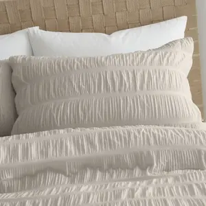 Seersucker Duvet Cover Set with Pillowcases Natural / Single Duvet Cover + 1 Standard Pillowcase