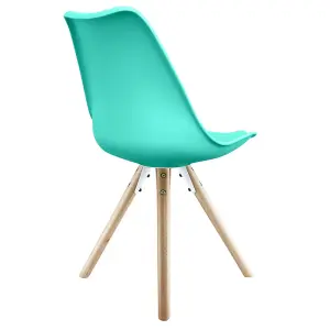 Soho Aqua Plastic Dining Chair with Pyramid Light Wood Legs