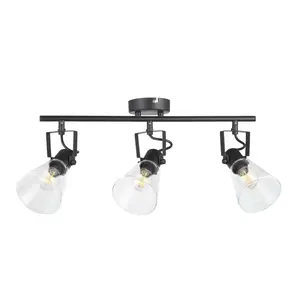 Enzo Matt Black Mains-powered (wired) 3 Light Spotlight bar