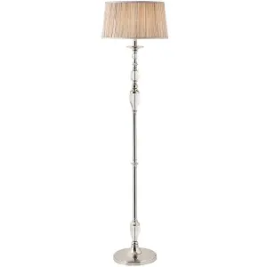 Luxury Elegant Floor Lamp Polished Nickel Crystal Beige Organza Shade 6ft Tall