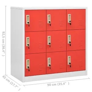 Berkfield Locker Cabinet Light Grey and Red 90x45x92.5 cm Steel