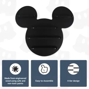 Disney Classic Mickey Mouse Small Wall Shelf, Wall Mounted Kids' Bookshelf and Storage Shelf - Black