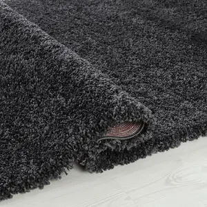 Wadan 80x150cm Dark Grey Shaggy Rug - Rectangular Soft Touch Thick Pile Modern Area Rug - Rugs for Living & Bedroom Non Shedding