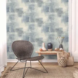 Grandeco Metro Distressed Paint Rustic Plaster effect textured Wallpaper, Navy