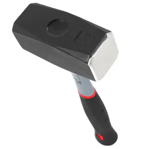 SPARES2GO Lump Club Sledge Hammer Heavy Duty Fibreglass Shaft Hardened Steel Head TPR Comfort Grip Handle (4lb / 2kg)