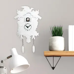 Walplus White Vintage Wall Clock Cuckoo