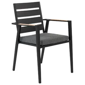 Set of 4 Garden Chairs with Cushions TAVIANO Metal Black