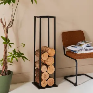 sweeek. 112cm interior vertical log rack Industrielle Black 33x27.5x112 cm