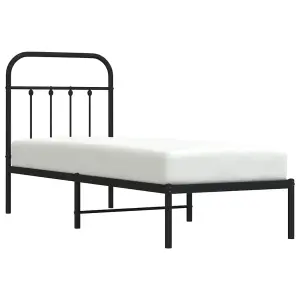 Berkfield Metal Bed Frame with Headboard Black 75x190 cm