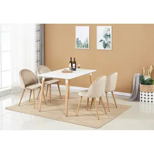 Heavener Velvet Upholstered Dining Chair | Side Chair | Wooden Legs (Set of 4) Beige