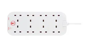 Masterplug SRG82N-BD 8 socket 13A Surge protected White Extension lead, 2m