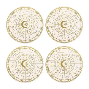 Something Different Astrology Wheel Coaster Set (Pack of 4) Cream/Gold (One Size)