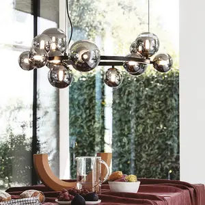 Luminosa Perlage 14 Light Round Globe Pendant Ceiling Light Black