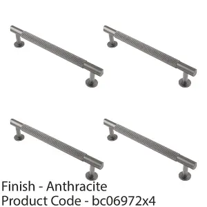 4 PACK - Reeded Lined Bar Door Pull Handle - 190mm x 13mm - 160mm Centres - Anthracite