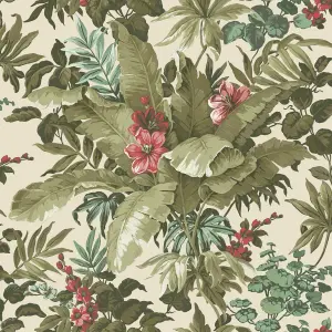 Grandeco Lush Leaves Vintage Canpoy Textured Wallpaper, Neutral