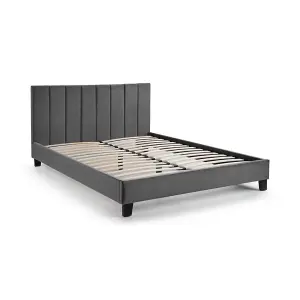 Premium Grey Velvet Bed with Black Legs - Double 4ft 6" (135cm)