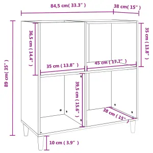 vidaXL Record Cabinet Black 84.5x38x89 cm Engineered Wood