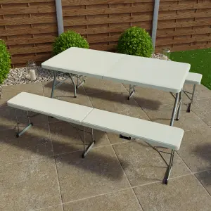 Home Vida Folding 3 Piece 5ft Table & Bench Set