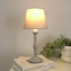 Darian Wood Table Lamp Grey / No