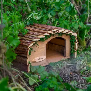 Woodside Hedgehog House with Bark Roof