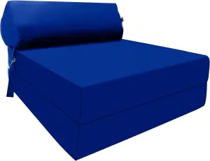 Fold Out Z Bed Chair Sofa Lounger With Pillow - Dark Blue