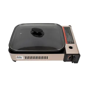 Portable Camping Gas Grill BBQ with Lid Outdoor Butan Stove