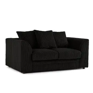 Luxor Jumbo Cord 2 + 1 + 1 Fabric 3 Piece Sofa Suite - Scatter Back Black