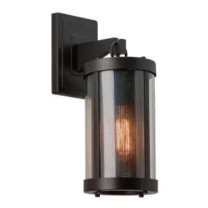 Wall Light GlaSS Black Panels Perforated Steel Oil Rubbed Bronze LED E27 100W