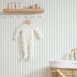 Classic Stripe Wallpaper In Soft Mint