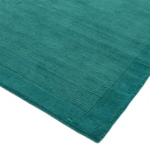 Teal Simple and Stylish Wool Handmade Modern Plain Rug for Living Room and Bedroom-120cm X 170cm